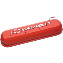 Proform 141-261 - Engine Valve Covers Tall Style Die Cast Orange with Bowtie Logo LS Engines Raised & Milled Chevrolet & Bowtie Logos Chevrolet Performance Parts