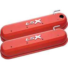 Proform 141-257 - Raised LSX Emblem Aluminum Valve Covers, Chevy Orange, LS Engines Raised & Milled LSX Logo Chevrolet Performance Parts