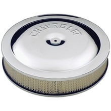Proform 141-307 - Air Cleaner Kit Chrome Embossed Chevy Logo 14 Inch Diameter W/Center Nut Chevrolet Performance Parts