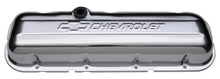 Proform 141-114 - Engine Valve Covers Stamped Steel Short Chrome w/ Bowtie Logo Fits BB Chevy Embossed Chevrolet & Bowtie Logos Chevrolet Performance Parts