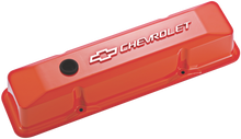 Proform 141-120 - Chevrolet & Bowtie Emblem Die-Cast Valve Covers Raised Emblem Orange Raised Chevrolet & Bowtie Logos Chevrolet Performance Parts
