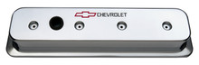 Proform 141-132 - Engine Valve Covers Center Bolt Style Die Cast Chrome w/Bowtie Logo SB Chevy Recessed Black Chevrolet & Red Bowtie Logos Chevrolet Performance Parts