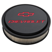 Proform 141-834 - 14 Inch Air Cleaner Kit Alunimum Black Crinkle Recessed Chevy and Bowtie Emblems Chevrolet Performance Parts