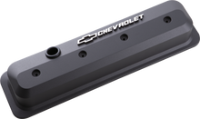 Proform 141-840 - Valve Covers SBC 87-Pres LS Ctr Bolt Tall Alum Blk Crinkle Raised Emblems Raised Chevrolet & Bowtie Logos Chevrolet Performance Parts