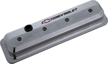 Proform 141-843 - Valve Covers SBC 87-Pres LS Ctr Bolt Tall Alum Polished Recessed Emblems Recessed Black Chevrolet & Red Bowtie Logos Chevrolet Performance Parts