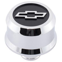 Proform 141-856 - Slant-Edge Aluminum Push-In Air Breather Cap Chrome Finish Blackfield Bowtie Emblem