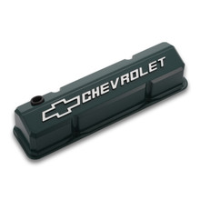 Proform 141-933 - Valve Covers Slant Edge Tall Die Cast Green W/Raised Bowtie Logo SB Chevy Raised Chevrolet & Bowtie Logos Chevrolet Performance Parts