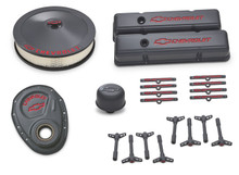 Proform 141-880 - Engine Dress-Up Kit Shark Gray Red Emblems Fits SB Chevrolet Gen 1 V8 Engines