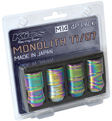 Project Kics WMN04N4P - 14 x 1.5 Neochrome T1/07 Monolith Lug Nuts - 4 Pcs