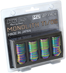 Project Kics WMN01N4P - 12 x 1.5 Neochrome T1/06 Monolith Lug Nuts - 4 Pcs