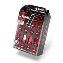 Project Kics WKIZ3R - 12X1.25 Red Leggdura Racing Lug Nuts (Laser Logo) - 20 PCS
