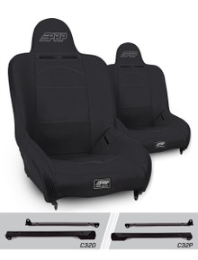 PRP Seats A100110-C32-50 - Premier High Back Suspension Seats Kit for Jeep Wrangler CJ7/YJ Pair Black