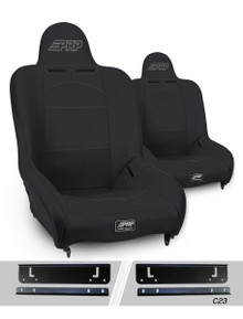 PRP Seats A100110-C23-50 - Premier High Back Suspension Seats Kit for 97-02 Jeep Wrangler TJ Pair Black