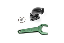 Radium Engineering 20-1047 - FCST-X 3-Bolt Remote Mount Fill Neck - 24AN Elbow - 1.5in Barb
