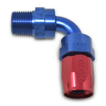 Russell 612190 - Performance -10 AN Red/Blue 90 Deg Full Flow Swivel Pipe Thread Hose End (With 3/8in NPT)