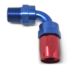 Russell 612120 - Performance -10 AN Red/Blue 90 Deg Full Flow Swivel Pipe Thread Hose End (With 1/2in NPT)