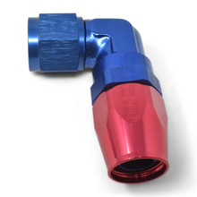 Russell 613650 - Performance -8 AN Red/Blue 90 Degree Forged Aluminum Swivel Hose End