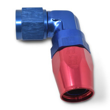 Russell 613640 - Performance -6 AN Red/Blue 90 Degree Forged Aluminum Swivel Hose End
