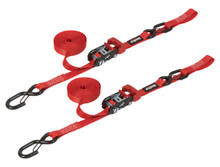 SpeedStrap 11803-2 - 1 Inch x 15' Ratchet Tie Down w/ Snap 'S' Hooks and Soft Tie 2 Pack Red