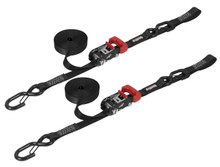 SpeedStrap 11801-2 - 1 Inch x 15' Ratchet Tie Down w/ Snap 'S' Hooks and Soft Tie 2 Pack Black