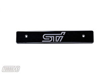 Turbo XS WS08-LPD-BLK-STI - 08-14 Subaru WRX/STi Billet Aluminum License Plate Delete Black Machined STi Logo