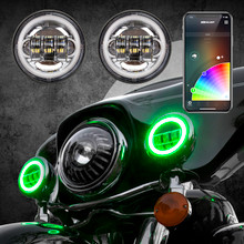 XKGLOW XK042011-W - XK Glow 4.5In Chrome RGB LED Harley Running Light XKchrome Bluetooth App Controlled Kit