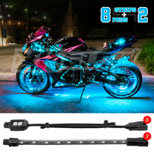 XKGLOW XK034001-AB - XK Glow Strips Single Color  LED Accent Light Motorcycle Kit Light Blue - 8xPod + 2x8In