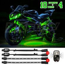 XKGLOW XK034002-G - XK Glow Strips Single Color  LED Accent Light Motorcycle Kit Green - 10xPod + 4x8In