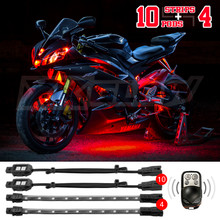 XKGLOW XK034002-R - XK Glow Single Color  LED Accent Light Motorcycle Kit Red - 10xPod + 4x8InStrips