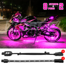 XKGLOW XK034001-P - XK Glow Strips Single Color  LED Accent Light Motorcycle Kit Pink - 8xPod + 2x8In
