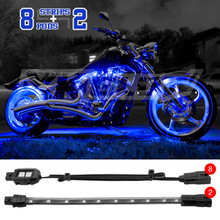 XKGLOW XK034001-B - XK Glow Single Color  LED Accent Light Motorcycle Kit Blue - 8xPod + 2x8InStrips