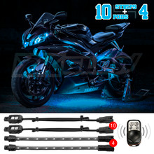 XKGLOW XK034002-AB - XK Glow Strips Single Color  LED Accent Light Motorcycle Kit Light Blue - 10xPod + 4x8In