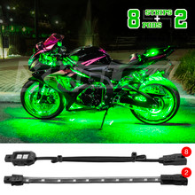 XKGLOW XK034001-G - XK Glow Strips Single Color  LED Accent Light Motorcycle Kit Green - 8xPod + 2x8In