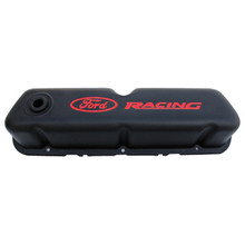 Ford Racing 302-072 - Logo Stamped Steel Black Satin Valve Covers Black Crinkle