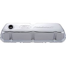 Ford Racing 302-070 - Embosses Logo Stamped Steel Valve Cover Chrome