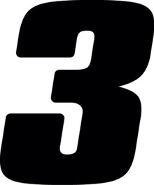 Hardline DD73B-3 - Dirt Digits 3pk 7 in. - High Gloss Number 3 - Black