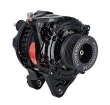 Powermaster Performance 851626-2R - Alternator; Denso; 175 Amp; 6 Groove Solid Pulley; Side Rear Battery Post/Reg; Black Finish;