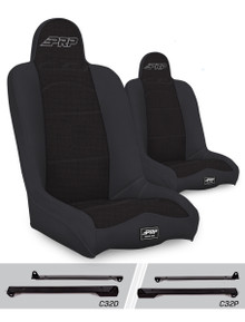 PRP Seats A140110-C32-50 - Daily Driver High Back Suspension Seats Kit for Jeep Wrangler CJ7/YJ Pair Black