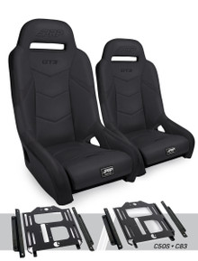 PRP Seats A7301-PORXP-C50S-201 - GT3 Suspension Seats Kit for Polaris RZR 570 800 900 Pair Black