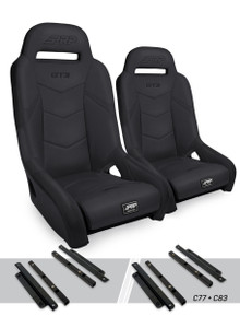 PRP Seats A7301-PORXP-C83-201 - GT3 Suspension Seats Kit for Polaris General RZR S 900 900 Trail Trail XP 1000 Turbo Turbo S RS1 Pair Black