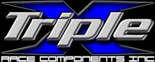 Triple X AV-0007 - Logo Sticker -  Racing Logo - 3 x 10 in - Black / Blue - Each