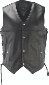 Kuryakyn 094432 - Leather By River Road Old Skool Leather Vest Black - Medium