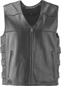 Kuryakyn 094405 - Leather By River Road Plains Leather Vest Black - Small