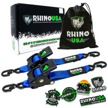 Rhino USA TD-RSRE2X10-BLU - Retractable Ratchet Straps (2Pk 2Inx10Ft) Blue