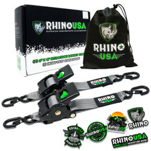 Rhino USA TD-RSRE2X10-GRY - Retractable Ratchet Straps (2Pk 2Inx10Ft) Gray