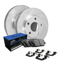 R1 Concepts WEYH1-40017 - R1 Brake Rotors - Slotted - Silver w/ Semi-Met Pads & Hdw