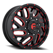Fuel Wheels D65620828D - Dually Wheels 20X8.25 Triton Dually D656 8 On 165.1 Gloss Black Red Tinted Clear 121.5 Bore 105 Offset Mesh Spoke Front Dually Fuel Off Road Wheels