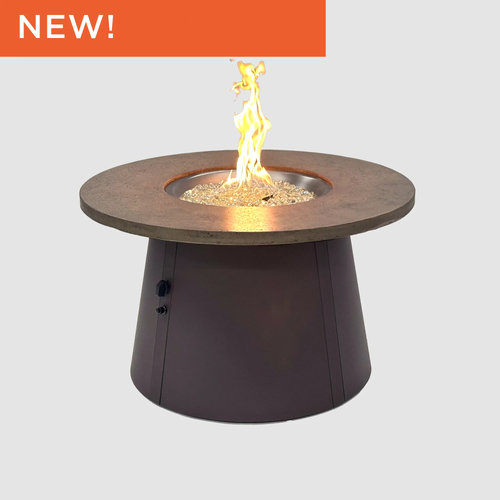 Outdoor GreatRoom Cirvalo 48" Round Gas Fire Pit Table with Fossil Brown Top & Brown Base 