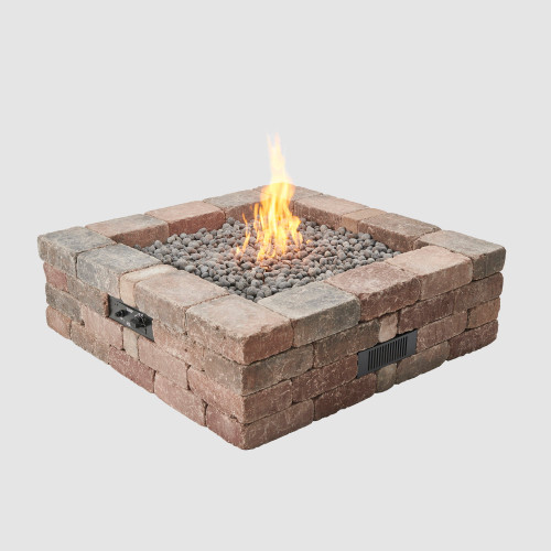 Outdoor GreatRoom Bronson Block Square Gas Fire Pit Kit