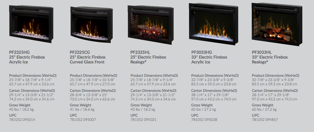 Dimplex 25 Firebox With Curved Glass